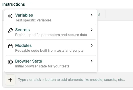 Create test options