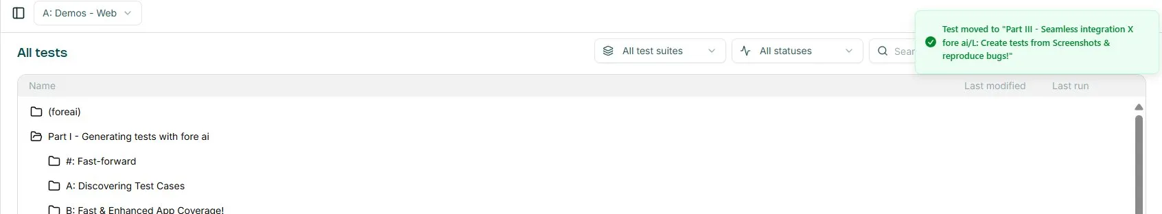 Move confirmation toast