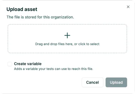 Upload asset dialog