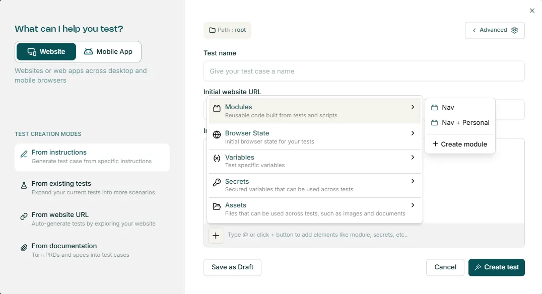 Select module from library