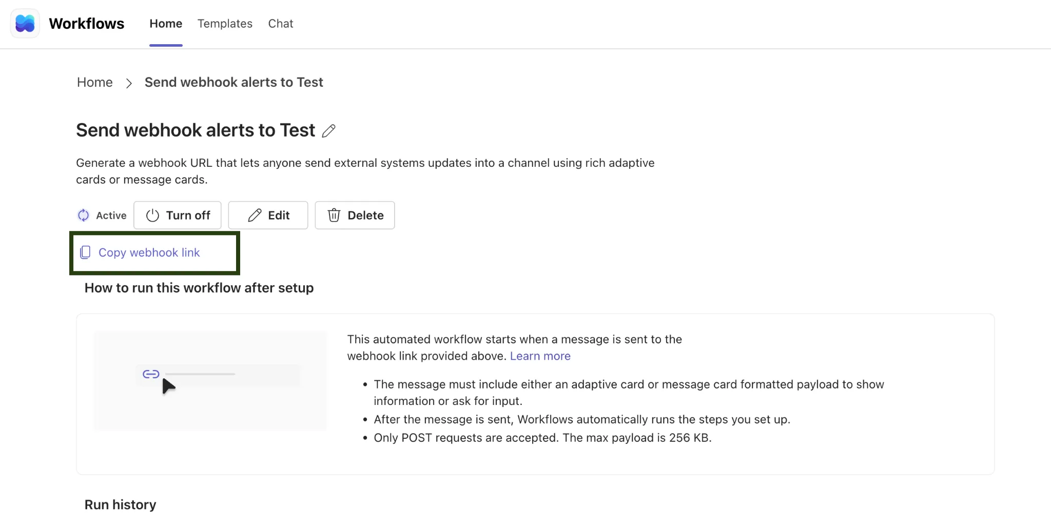 Copy the webhook URL