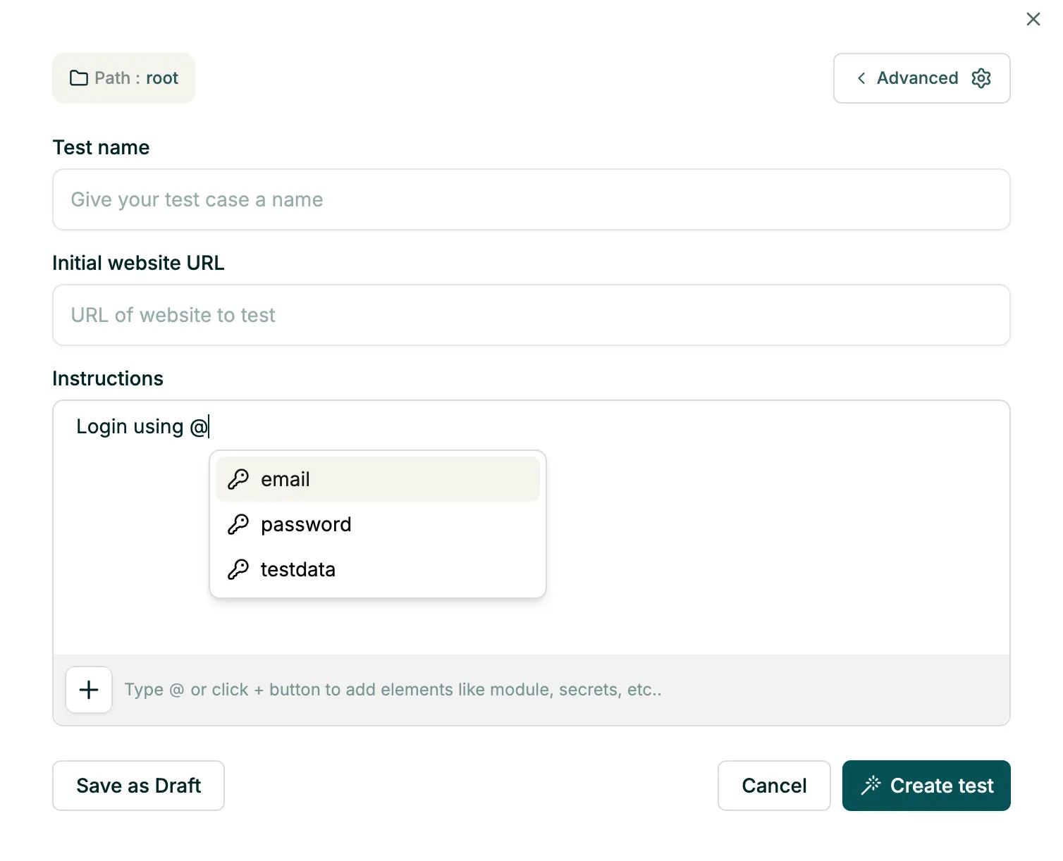 Select params