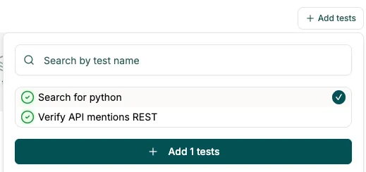 Adding tests in test suite view